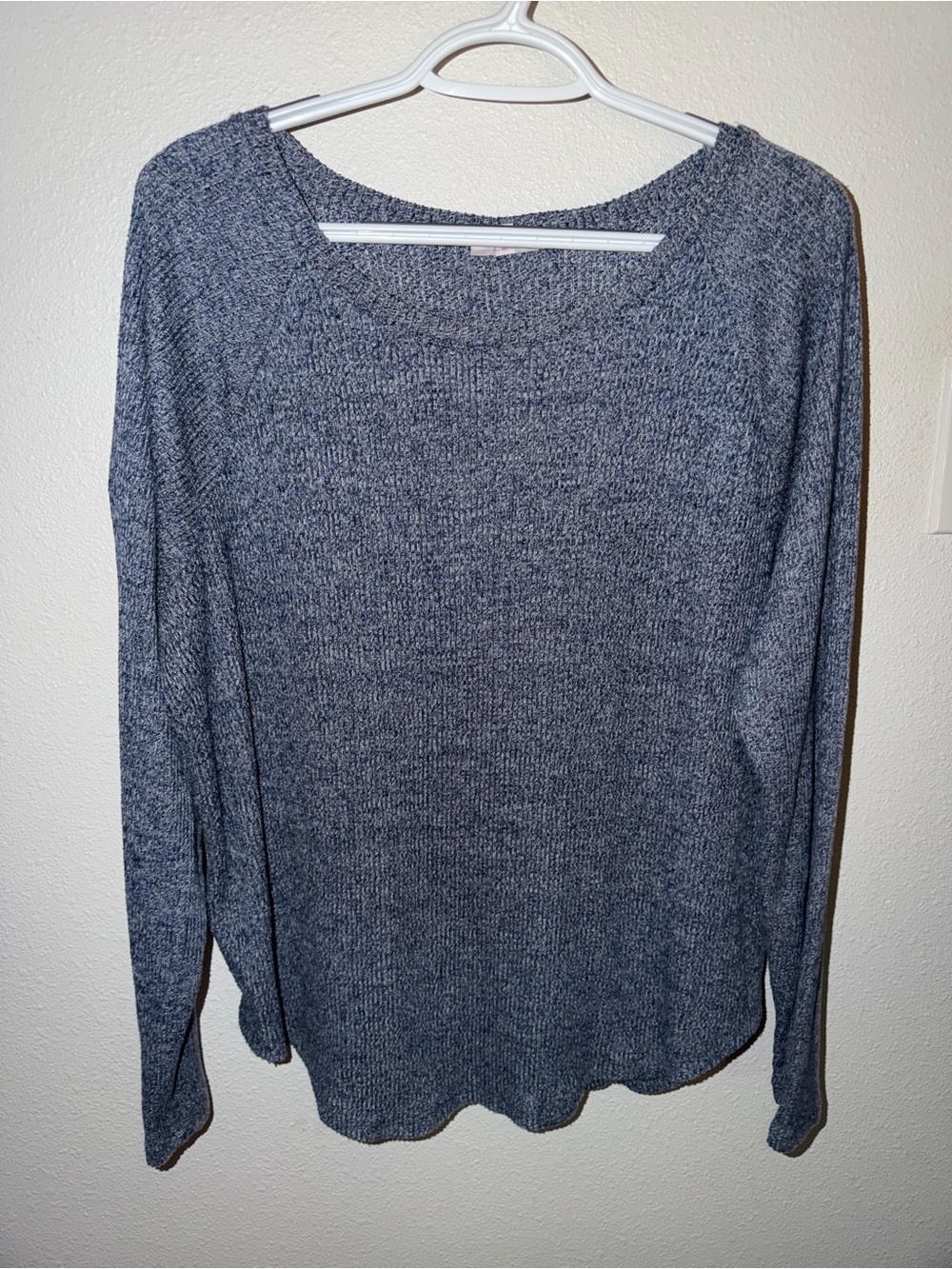 SO Long Sleeve Knit Top - Heather Blue-Gray